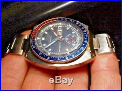 Rare Vintage Seiko Chronograph Ss Bracelet Pepsi Bezel Men Watch 6139-6009