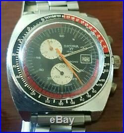 Rare Vintage Sicura by Breitling Crono 17 Jewels Automatic Date 40mm bezel