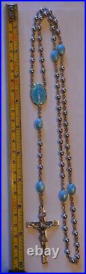 Rare Vintage Sterling Silver Rosary Guilloche Enamel Antique 36 Grams