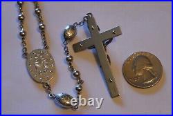 Rare Vintage Sterling Silver Rosary Guilloche Enamel Antique 36 Grams