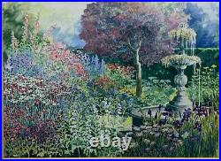 Rare Vintage VERINA WARREN'On a Summers Day' FLOWER GARDEN Painting Listed UK