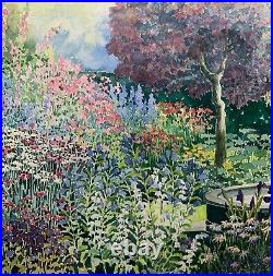 Rare Vintage VERINA WARREN'On a Summers Day' FLOWER GARDEN Painting Listed UK