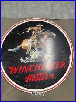 Rare Vintage Winchester Western C27660 38 Sign Stout Sign Co. 2 Sided