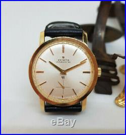 Rare Vintage Zenith Chronometre 40. T Solid 18k Gold Champange Dial Man's Watch