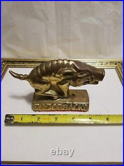 Rare Vintage antique brass Arkansas Razorbacks hog