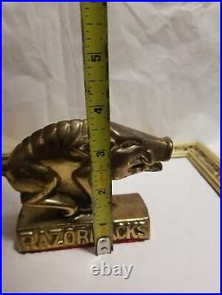 Rare Vintage antique brass Arkansas Razorbacks hog