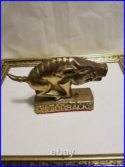 Rare Vintage antique brass Arkansas Razorbacks hog