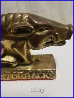 Rare Vintage antique brass Arkansas Razorbacks hog