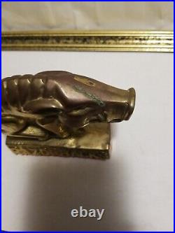 Rare Vintage antique brass Arkansas Razorbacks hog