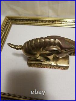 Rare Vintage antique brass Arkansas Razorbacks hog