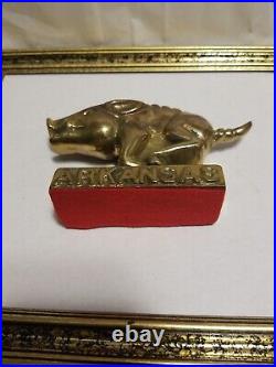 Rare Vintage antique brass Arkansas Razorbacks hog