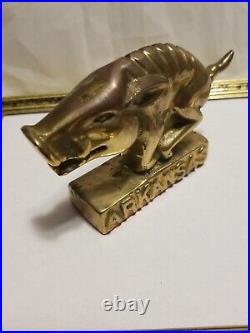 Rare Vintage antique brass Arkansas Razorbacks hog