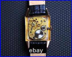 Rare Vintage zenith 18Ct Solid Gold Square Tank Case Wrist Watch From 1947/48