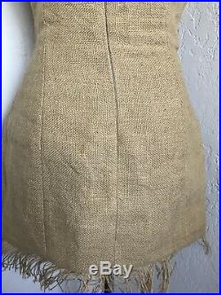 Rare Vtg Dolce & Gabbana SS1992 Jewel Jute Straw Potato Sack Mini Dress IT42 S/M