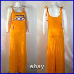 Rare Vtg Jean Paul Gaultier Jeans Orange Eye Print Long Dress S