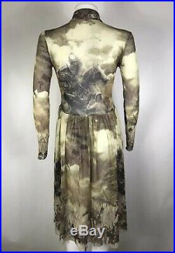 Rare Vtg Jean Paul Gaultier Knight Print Sheer Mesh Dress S