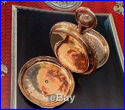 Rare Waltham 14K Three Color Gold Case with Diamond Pocket Watch 6s Circa 1890
