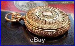 Rare Waltham 14K Three Color Gold Case with Diamond Pocket Watch 6s Circa 1890