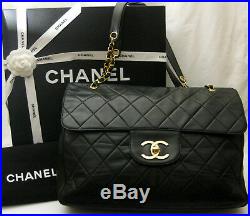 Rare XXL Chanel Quilted Leather Airline Maxi Flap Bag Handbag Purse Authentic