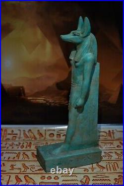 Rare ancient Egyptian statue of God Anubis seated carved stone made in egypt
