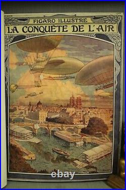 Rare antique old vtg French Aviation aircraft flying airplane Figaro Illustre