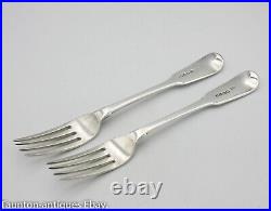 Rare front struck hallmarked solid silver pair forks fiddle pattern Mary Chawner