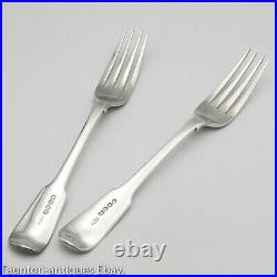 Rare front struck hallmarked solid silver pair forks fiddle pattern Mary Chawner