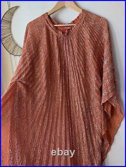 Rare vintage 70s Caftan dress by Geiogie Keyloun womens orange silver