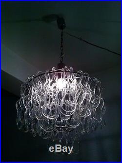 Rare vintage Murano Glass chandelier ceiling lamp Mid Century Modern Design