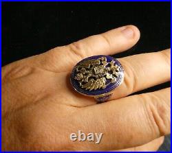 Ring vintage rare attributed to FABERGE 14k enamel circa 1900's IMPERIAL