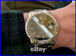 Rolex Oyster Perpetual Date 15210 1995 Engine Turned Bezel Rare Black Dial