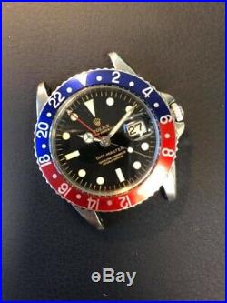 Rolex Vintage 1675 GMT Master Pepsi Refinished DIal Pointed Crown Guard Rare