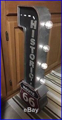 Route 66 Led Light Double Sided Us Metal Road Highway Bar Wall Decor Historic