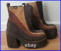 SONAX Vintage 90s Suede Leather Platform Boots SZ 39 8.5-9 Rare and New! Spain