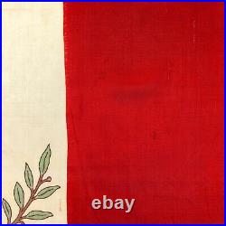 Small Antique Silk Parade Flag Mexico Mexican Old Cloth Textile Art Rare Vintage