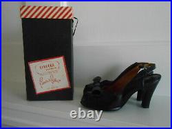 Superb Vintage 1940's Pandora Black Peep Toe Platform Pumps sz 8.5 A RARE