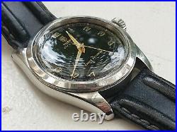 TUDOR Oyster Ref 7904 Manual Rare 1950's Black Dial Oyster Steel Case Serviced