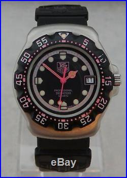Tag Heuer F1 Formula One 35mm Mens RARE PINK/BLACK 1990's Vintage Watch