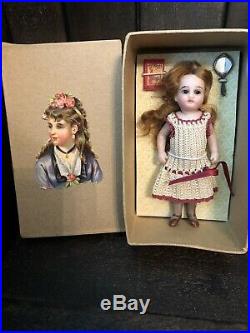 Tiny Antique Rare 4.25 French Market All Bisque Mignonette Doll Gray Stockings