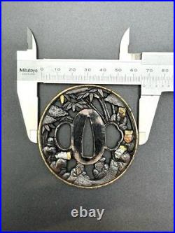 Tsuba Sukashi antique vintage rare Japanese samurai sword katana Ancient art