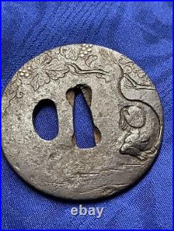 Tsuba Sukashi antique vintage rare Japanese samurai sword katana Ancient art