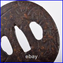 Tsuba Sukashi antique vintage rare Japanese samurai sword katana Ancient art