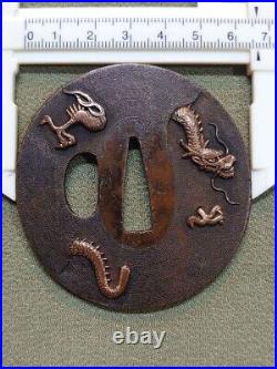 Tsuba Sukashi antique vintage rare Japanese samurai sword katana Ancient art JP