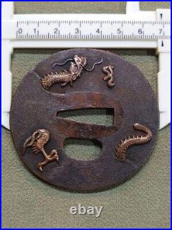 Tsuba Sukashi antique vintage rare Japanese samurai sword katana Ancient art JP