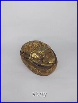 UNIQUE ANCIENT EGYPTIAN ANTIQUE Scarab Statue of Vintage Rare Stone Carved