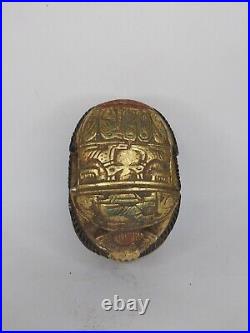 UNIQUE ANCIENT EGYPTIAN ANTIQUE Scarab Statue of Vintage Rare Stone Carved