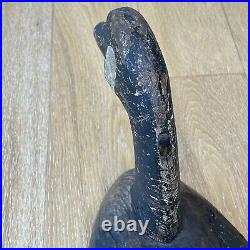 Ultra Rare! Antique 1870's-1890's 24 Hand Carved Hollow Wood Canada Goose Decoy