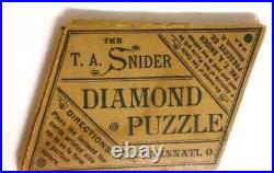 Unique 1890 Vintage Rare & Antique The T. A Snider Diamond Puzzle 10pcs cardboard