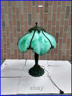 Unique Vintage/ Antique Tiffany Type Stained/Slag Glass Tulip shade Lamp (Rare)