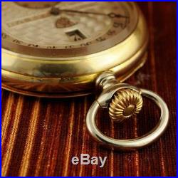 Unusual Jump Hour Modernista Gold Plated Rare & Original Open Face Pocket Watch